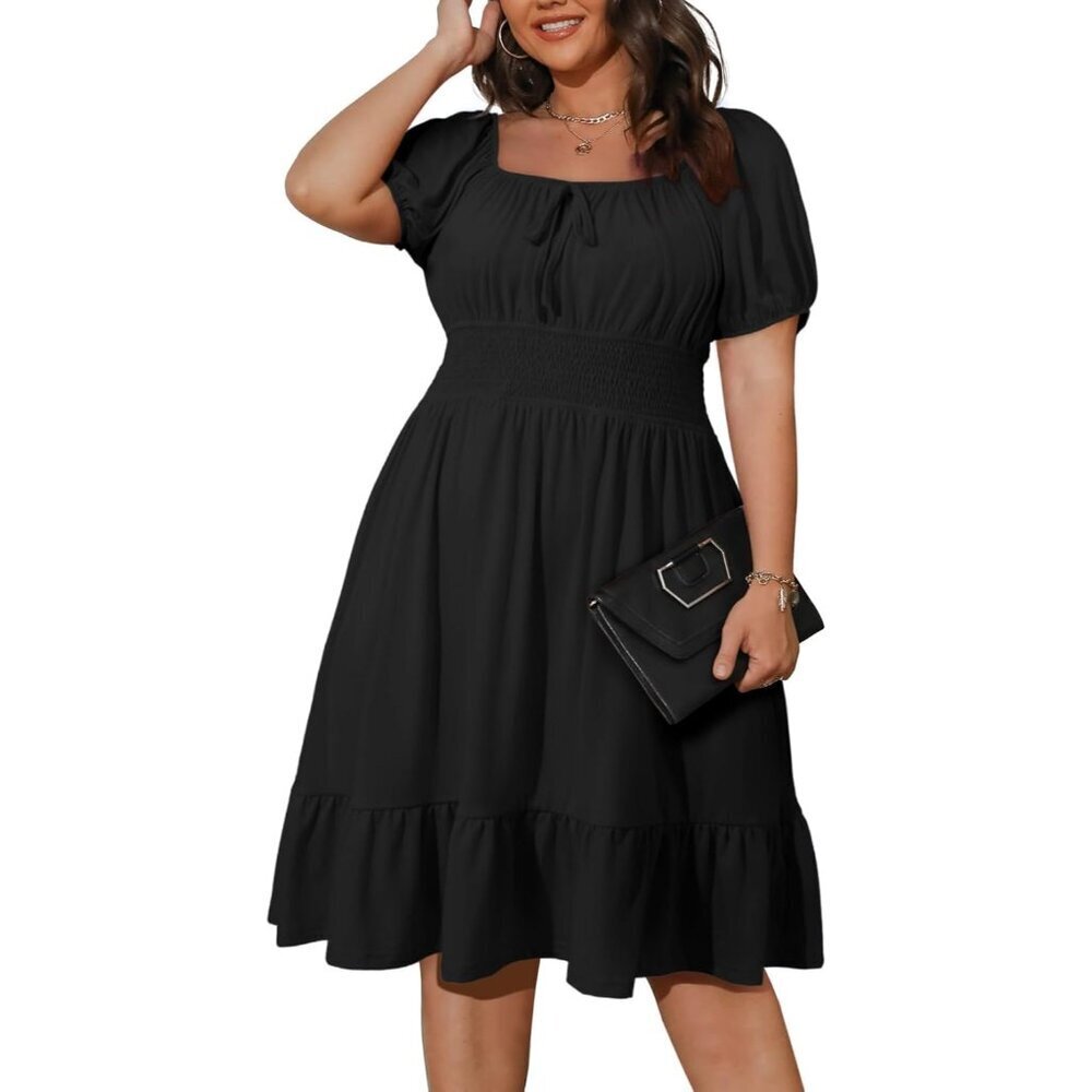 Plus Size Casual Mini Dress Lightweight Breathable Short Sleeve